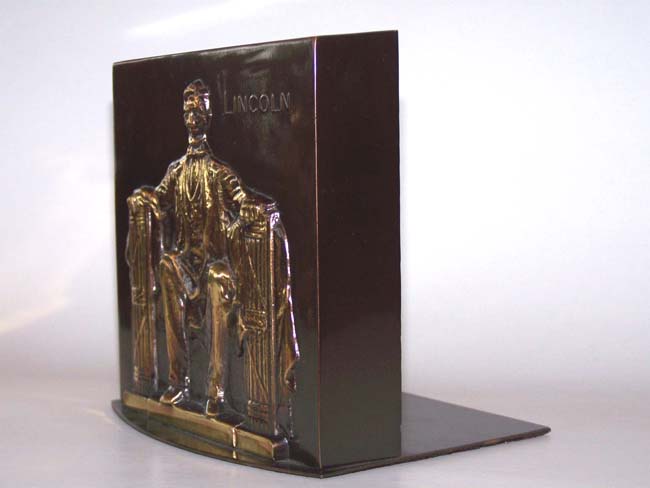 A pair of 'Lincoln in the chair' base relief bronzed bookends circa 1960 — image 3